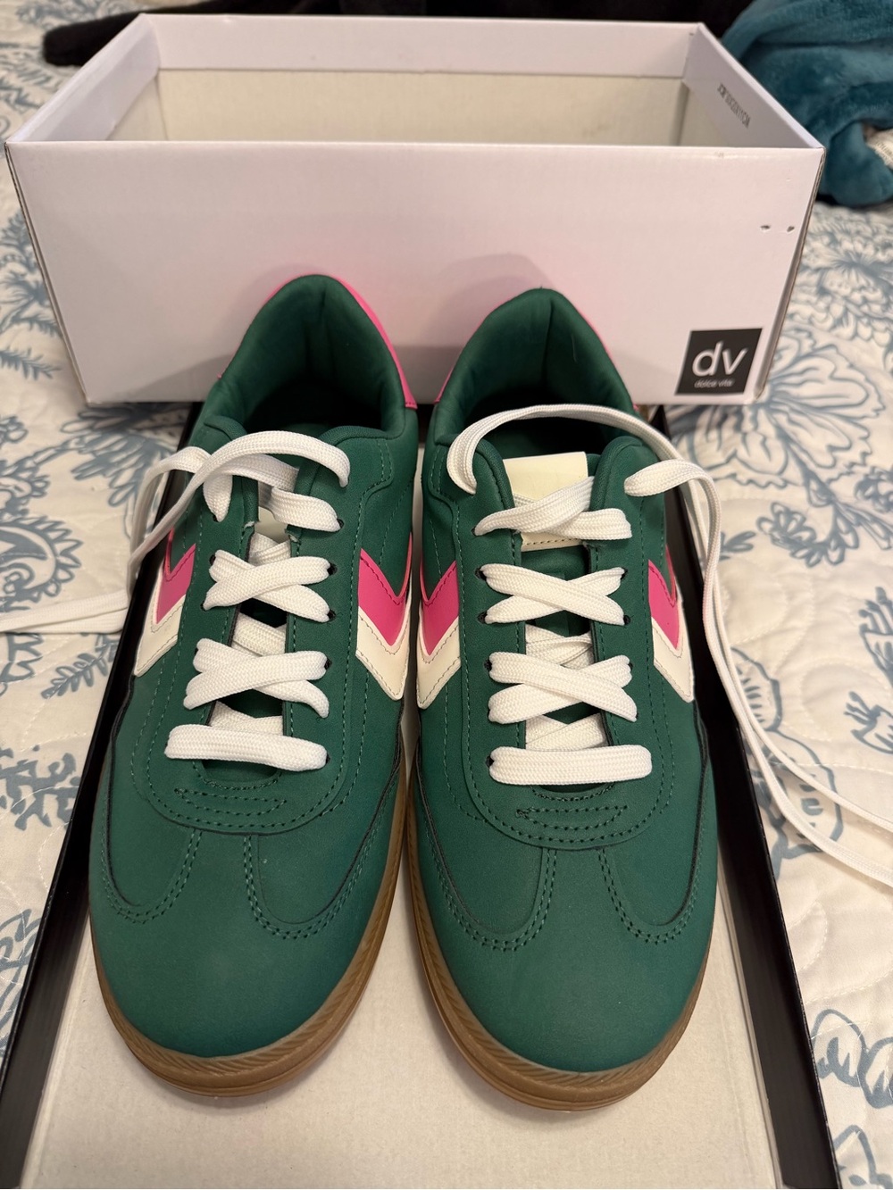 DV by Dolce Vita Green Sneakers with Pink & White Accents